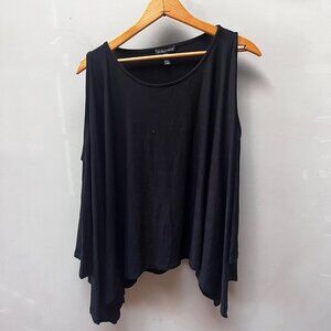 Eileen Fisher Black Sleeveless Asymmetrical Hem Shawl‎ Tank Top M